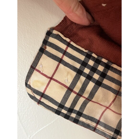 Burberry London Brown Corduroy Oxford Button Down Nova Check Cuffs, Women’s SZ M - Picture 4 of 10